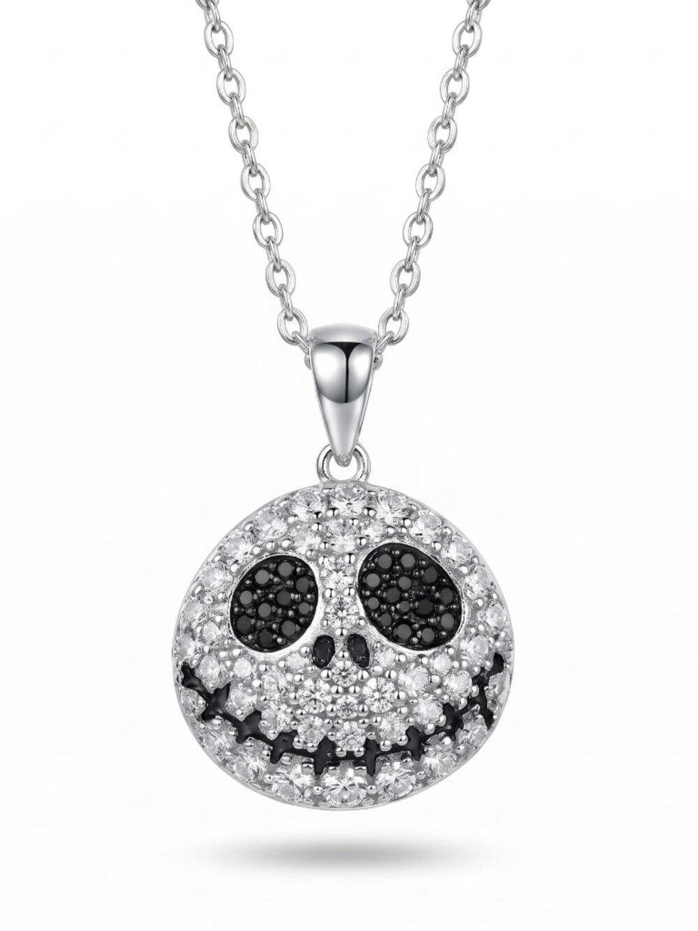 Sterling Silver Jack Skellington Necklace, Nightmare Before Christmas Charmed